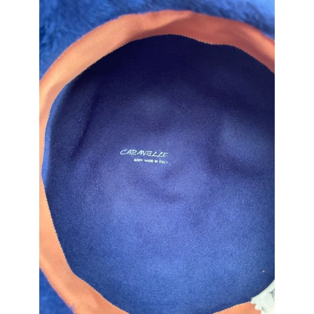 Vintage 60s Blue Fuzzy Cloche Hat 1960s Retro Mod Twiggy Riding Bell Cool